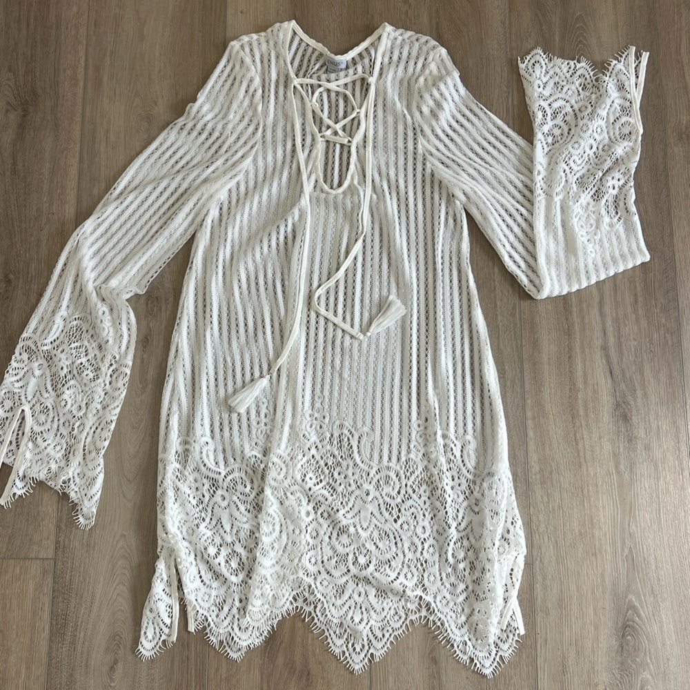 VENUS Ivory Lace-Up Swim Cover-Up - Picture 3 of 10